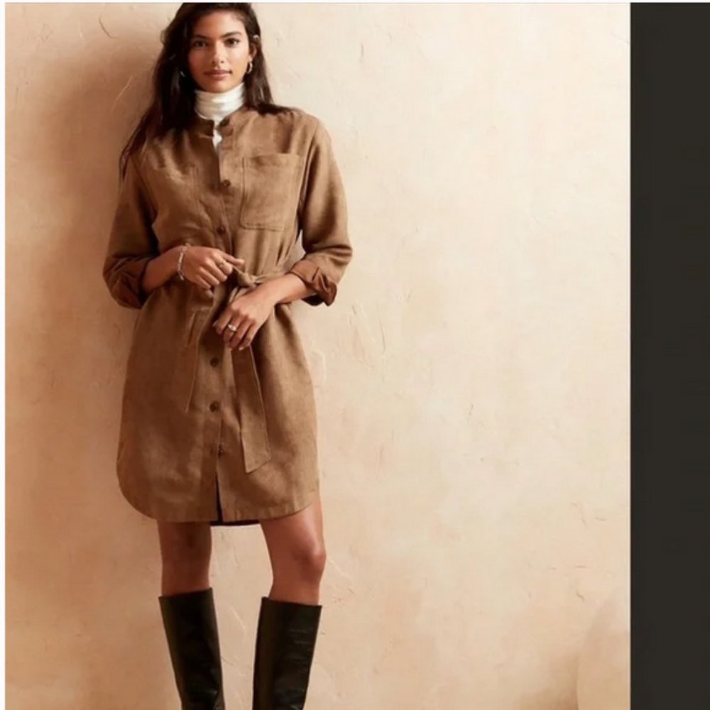 Banana Republic Factory terrazzo Vegan Suede Dress Medium Tall M T 779780 NEW
